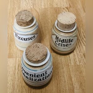 Set Of 3 Vintage Brophy Word Jars  Brophy Clay Things, Inc.  Never Used